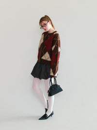 【mic】アーガイルニットカーディガン