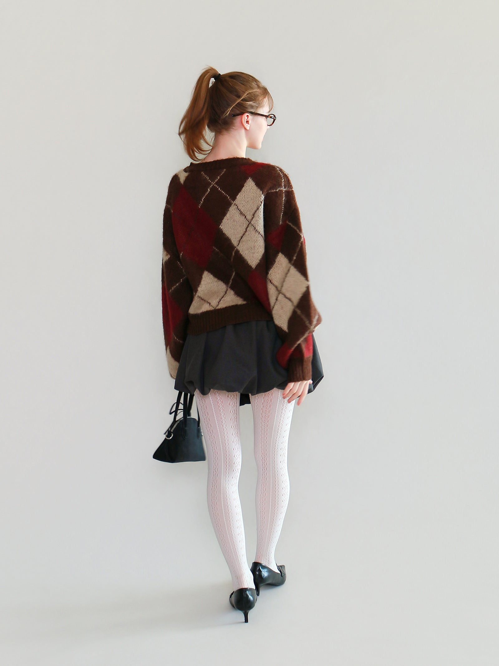 【mic】アーガイルニットカーディガン