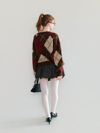 【mic】アーガイルニットカーディガン