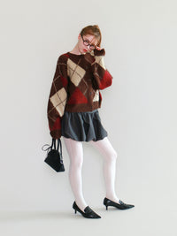 【mic】アーガイルニットカーディガン