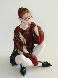 【mic】アーガイルニットカーディガン