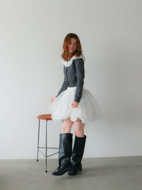 【mic】ベルラッフルニットカーディガン