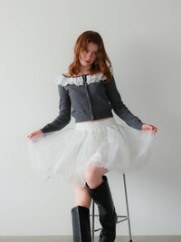 【mic】ベルラッフルニットカーディガン