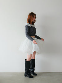 【mic】ベルラッフルニットカーディガン