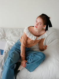 【mic】ベルラッフルニットカーディガン