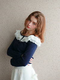 【mic】ベルラッフルニットカーディガン