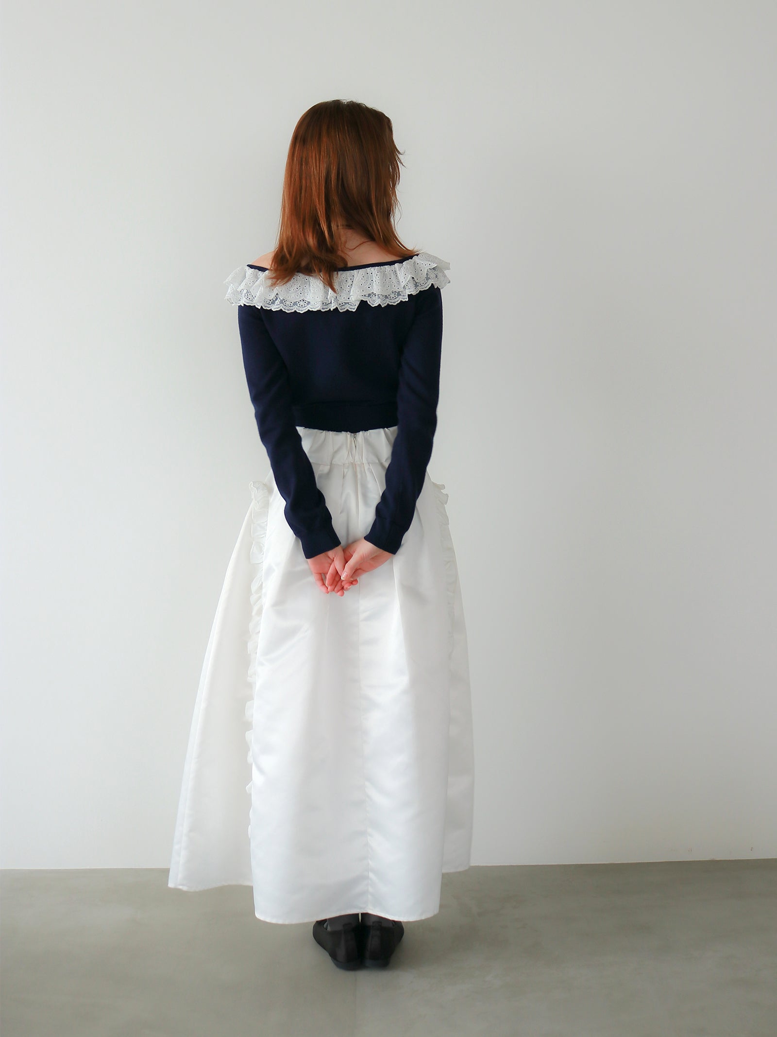 【mic】ベルラッフルニットカーディガン