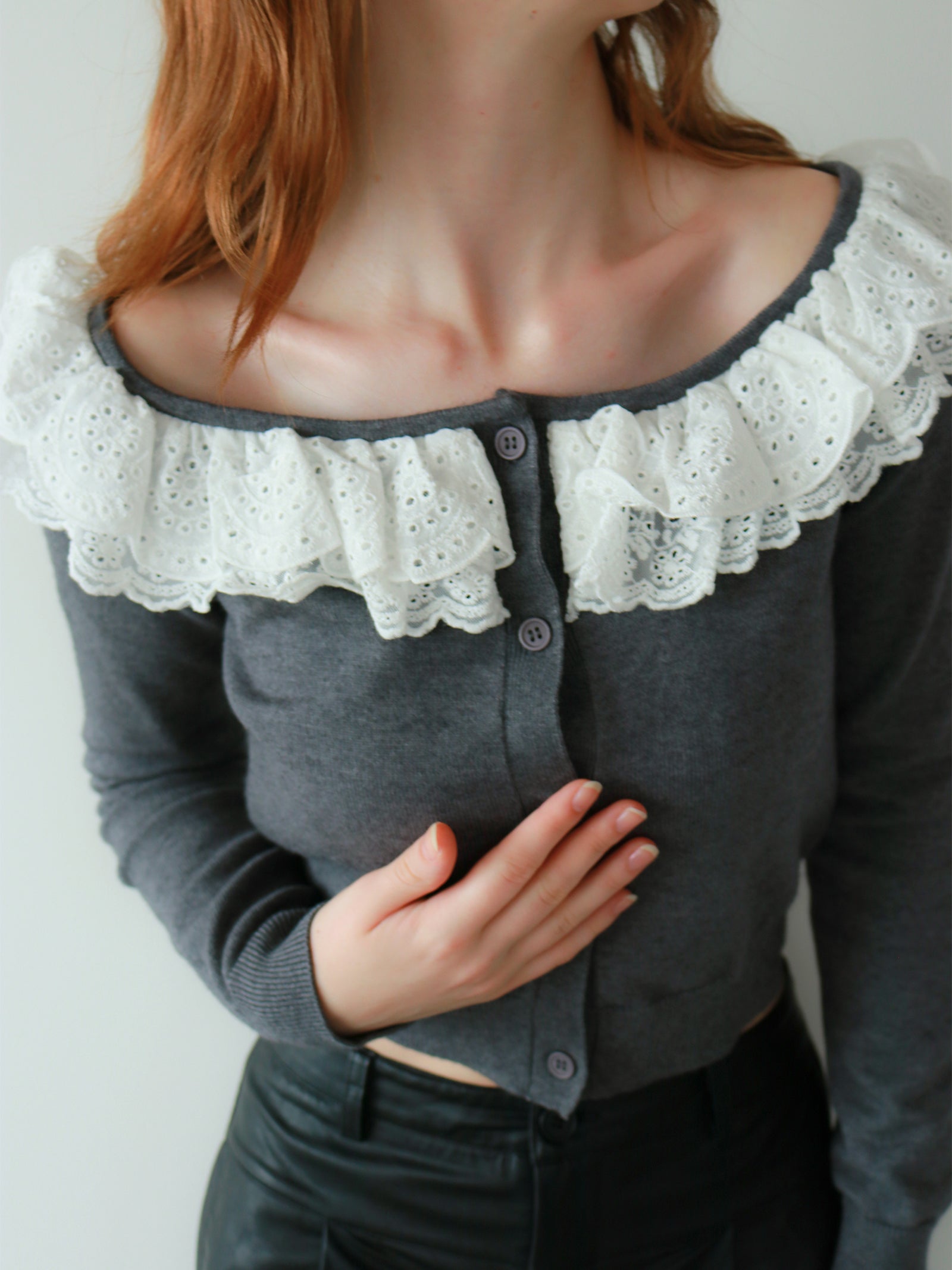 一部予約】【mic】ベルラッフルニットカーディガン【発送予定日 12月下旬~1