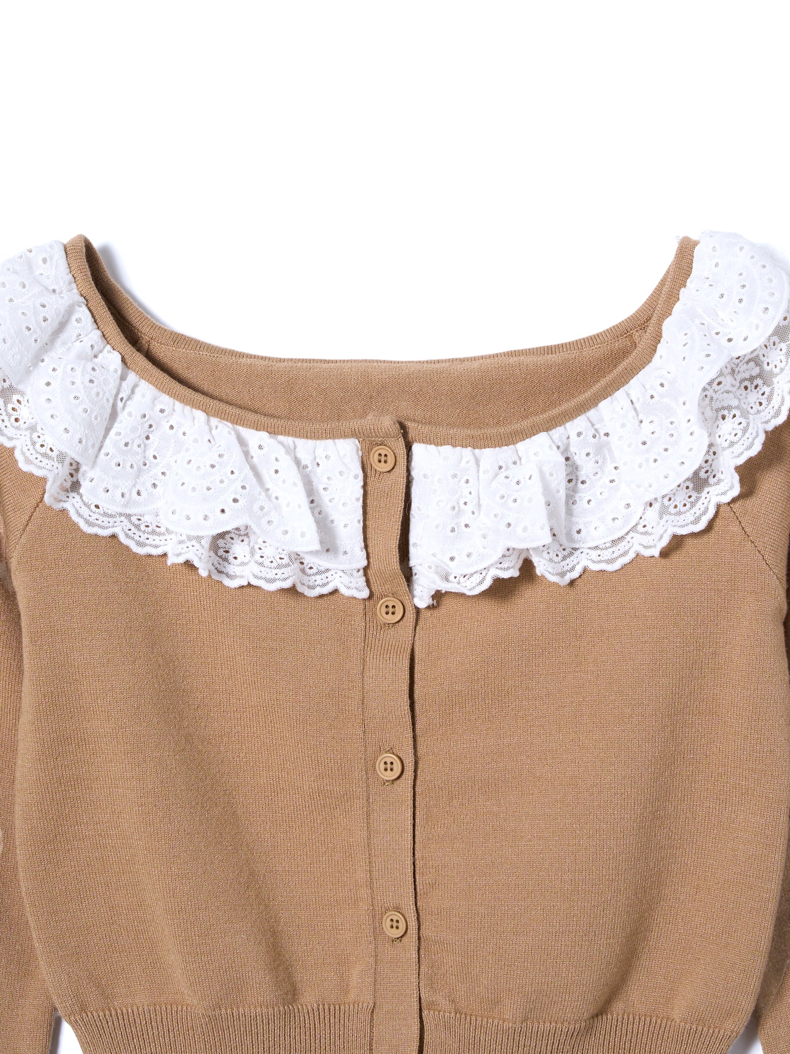 【mic】ベルラッフルニットカーディガン