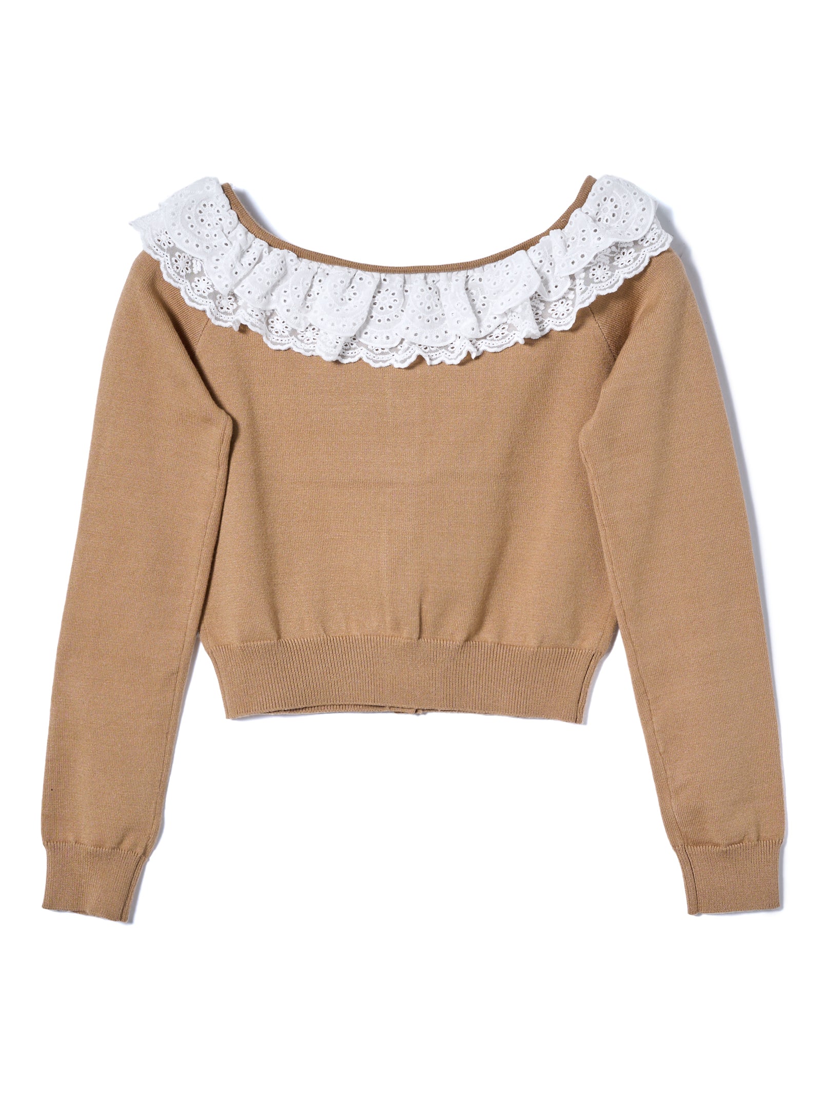 【mic】ベルラッフルニットカーディガン