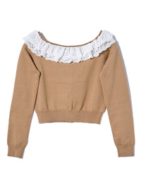 【mic】ベルラッフルニットカーディガン