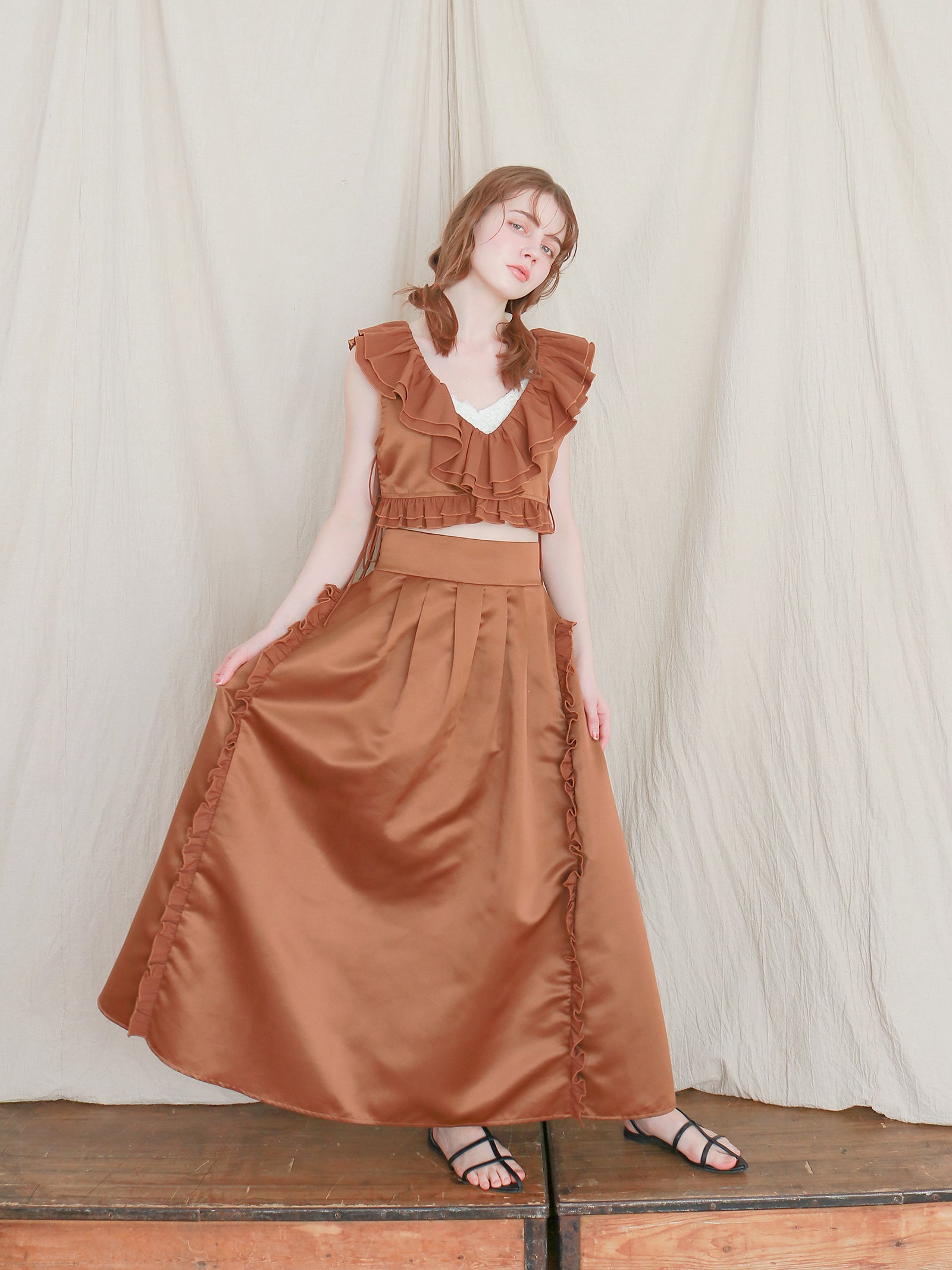 【mic】ラッフルリボンビスチェ[セットアップ可能]