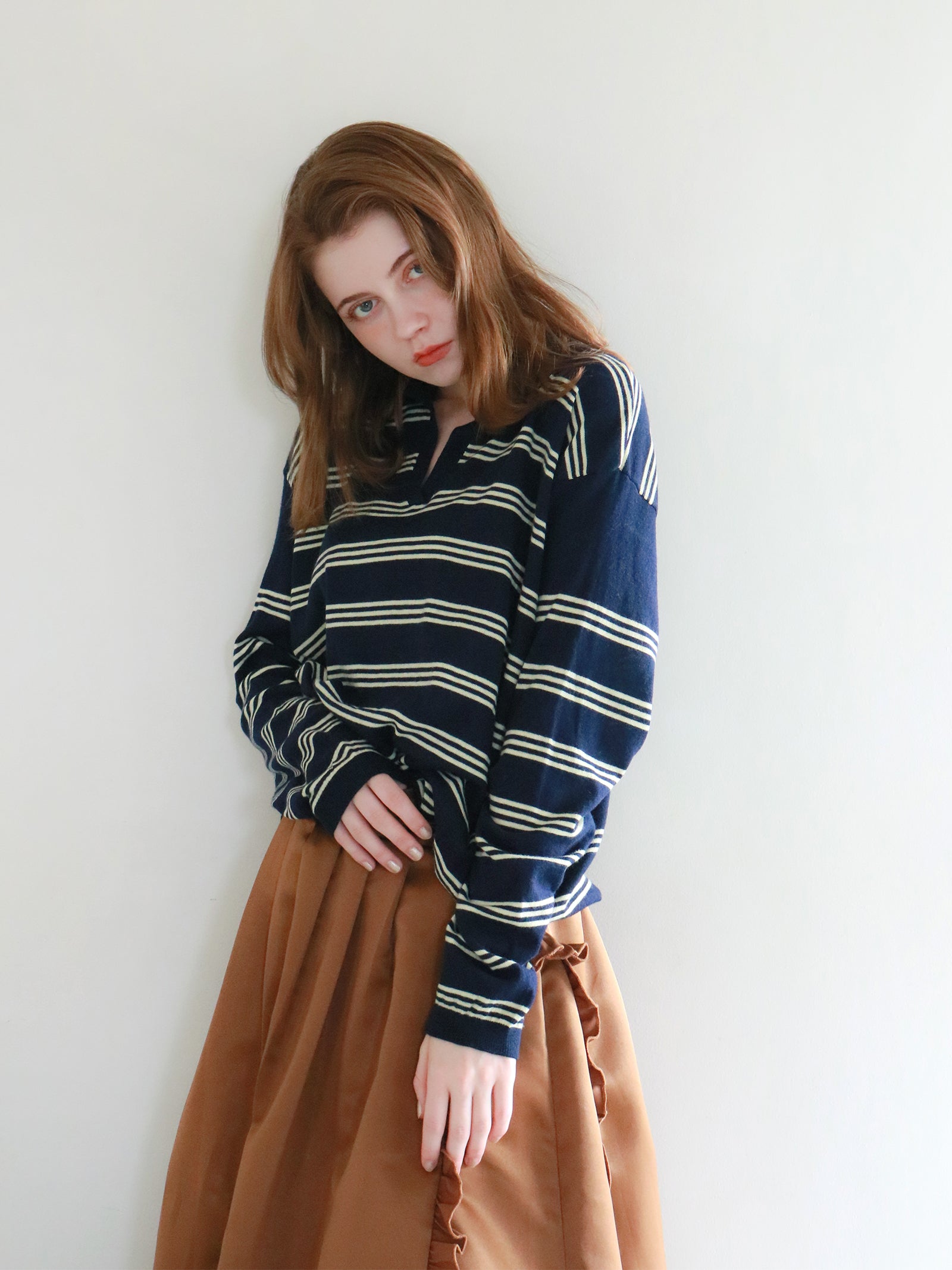 【mic】ボーダーポロニット