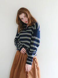 【mic】ボーダーポロニット