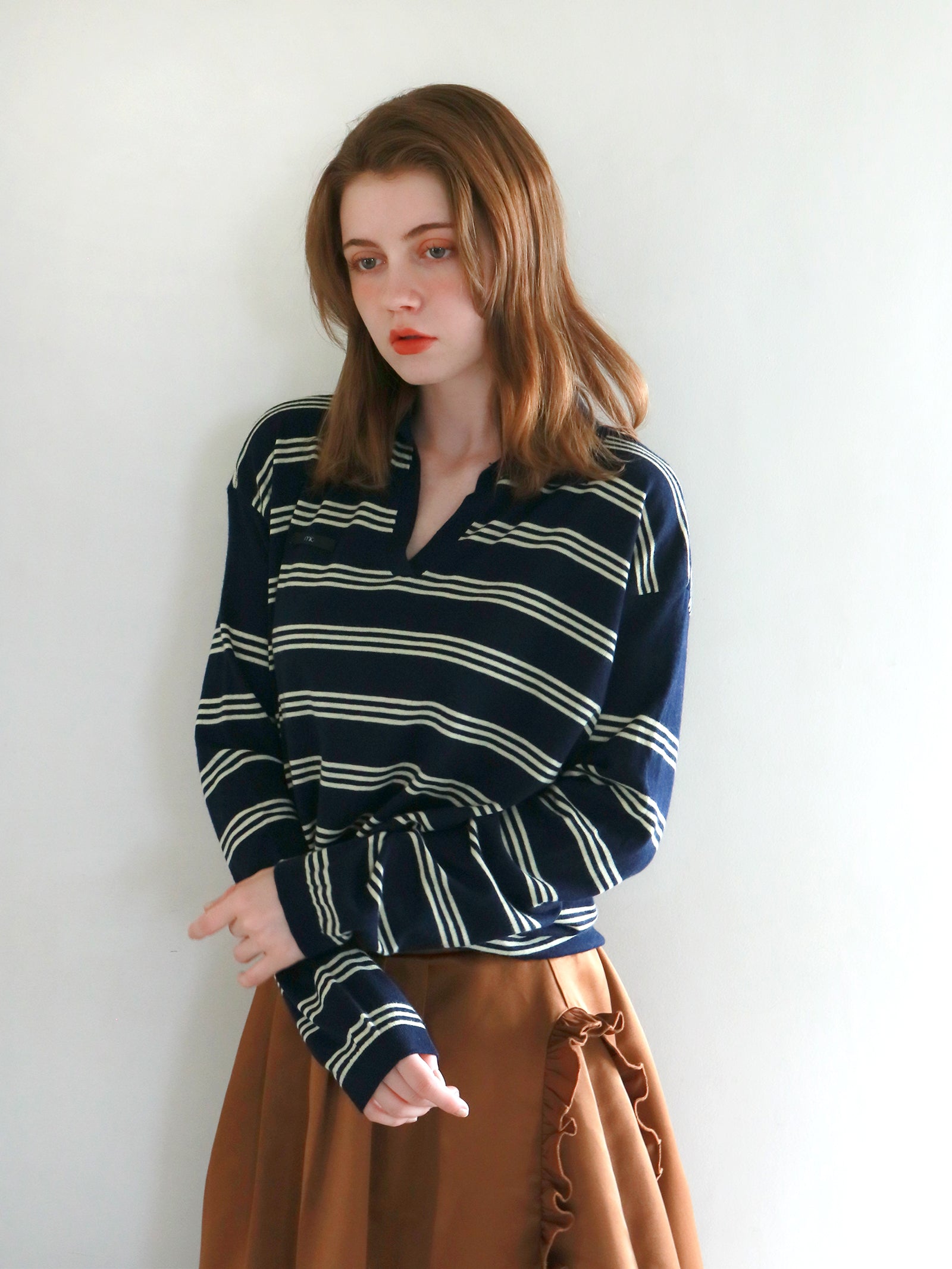 【mic】ボーダーポロニット