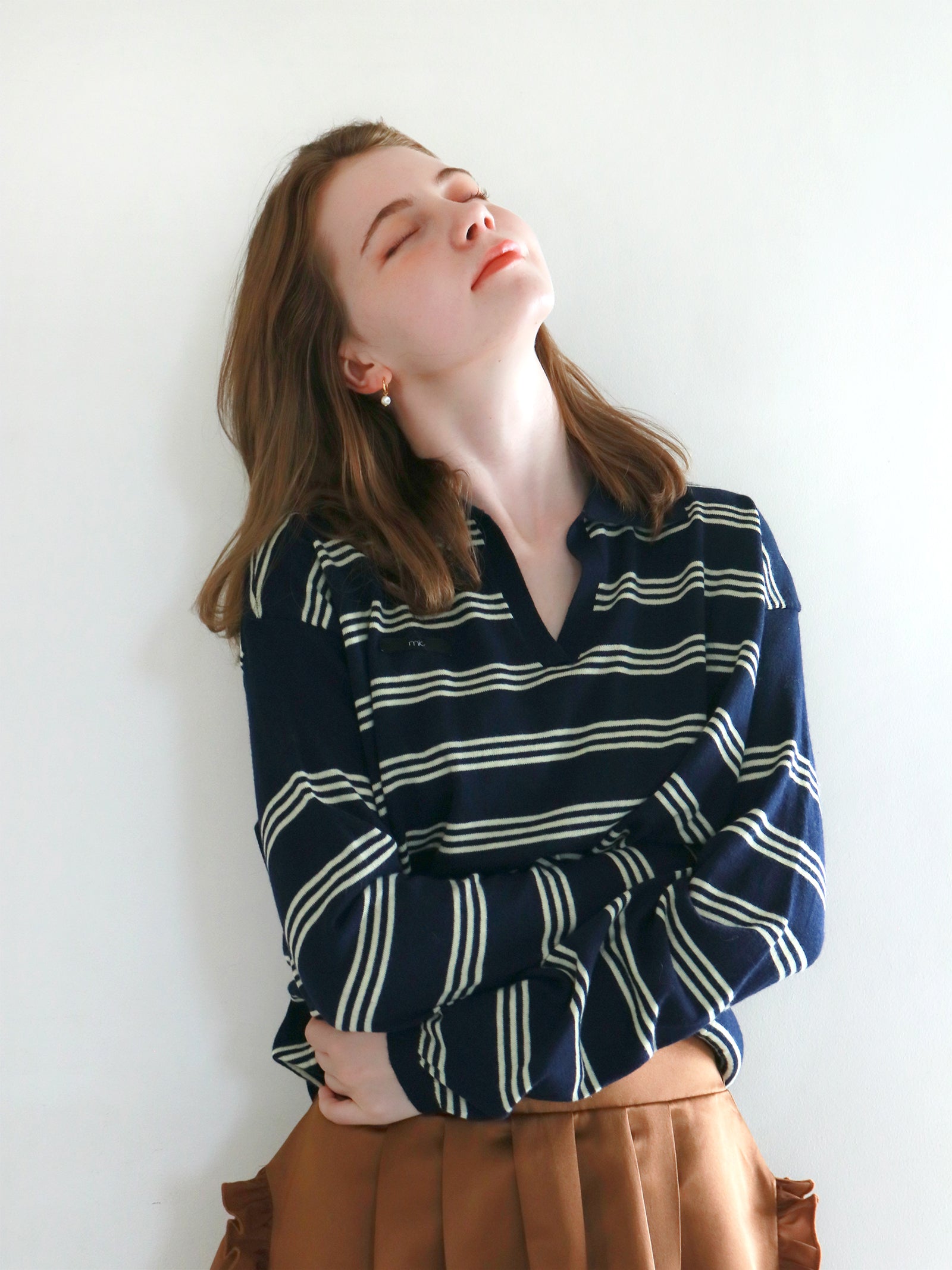 【mic】ボーダーポロニット