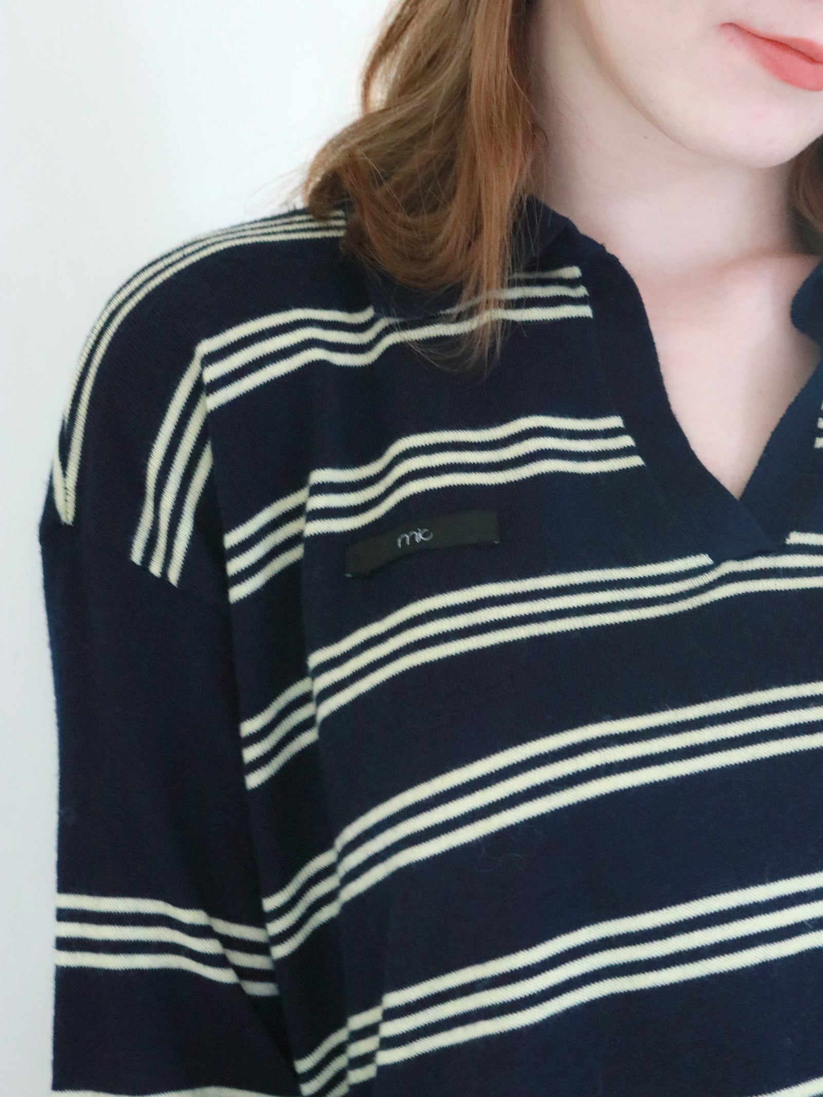 mic】ボーダーポロニット