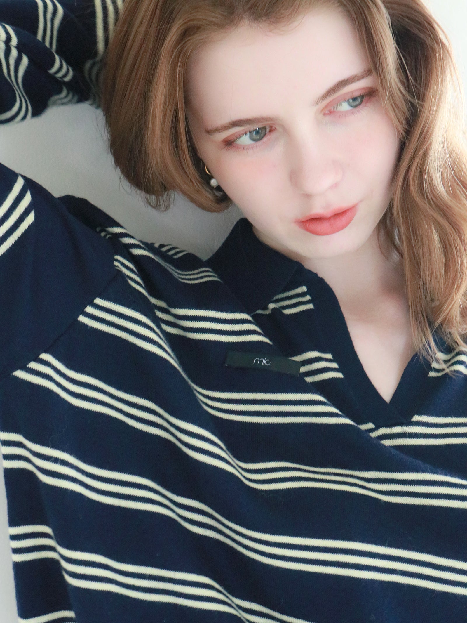 mic】ボーダーポロニット