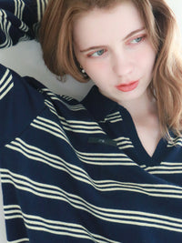 【mic】ボーダーポロニット