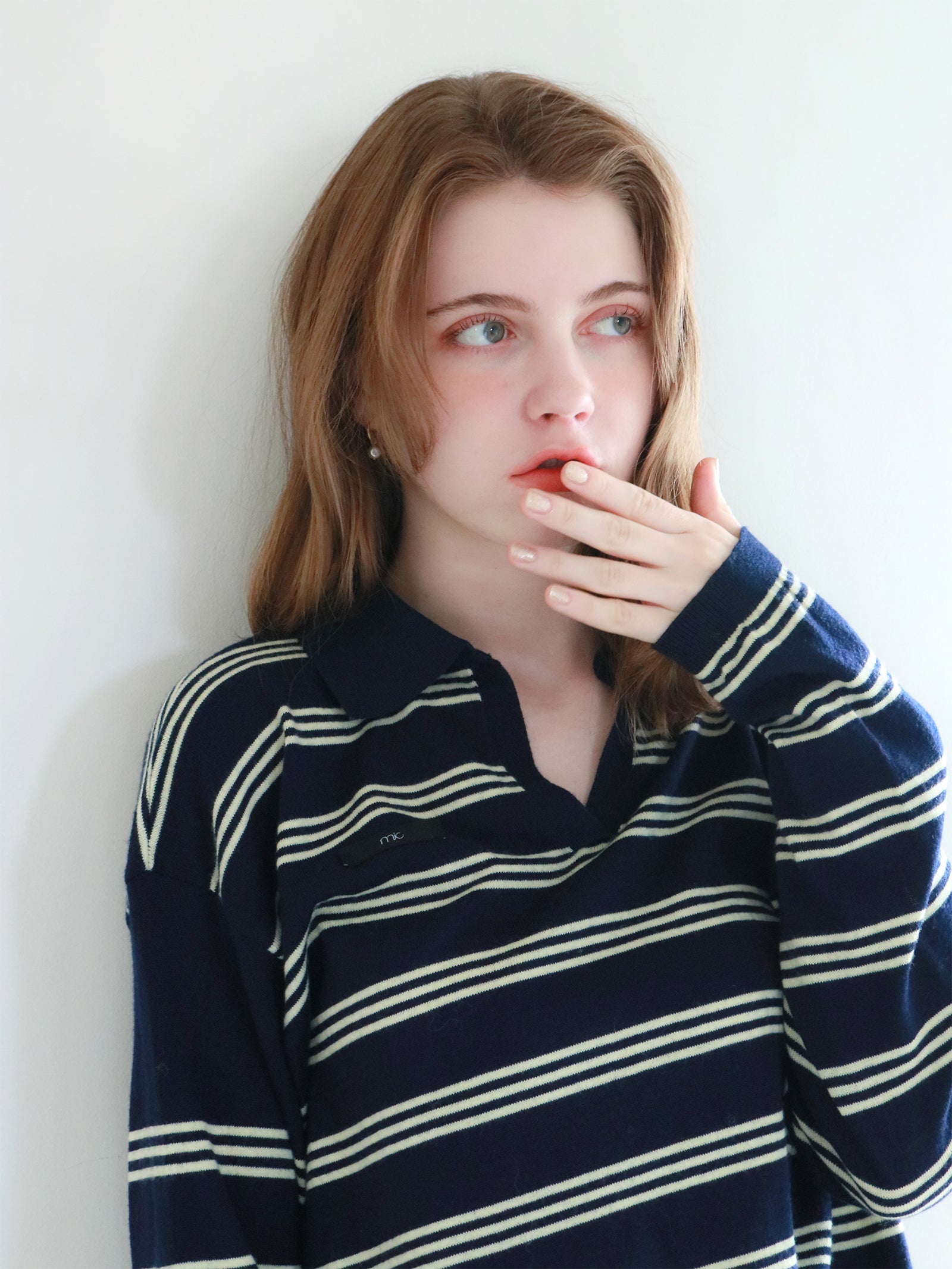 【mic】ボーダーポロニット