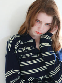 【mic】ボーダーポロニット