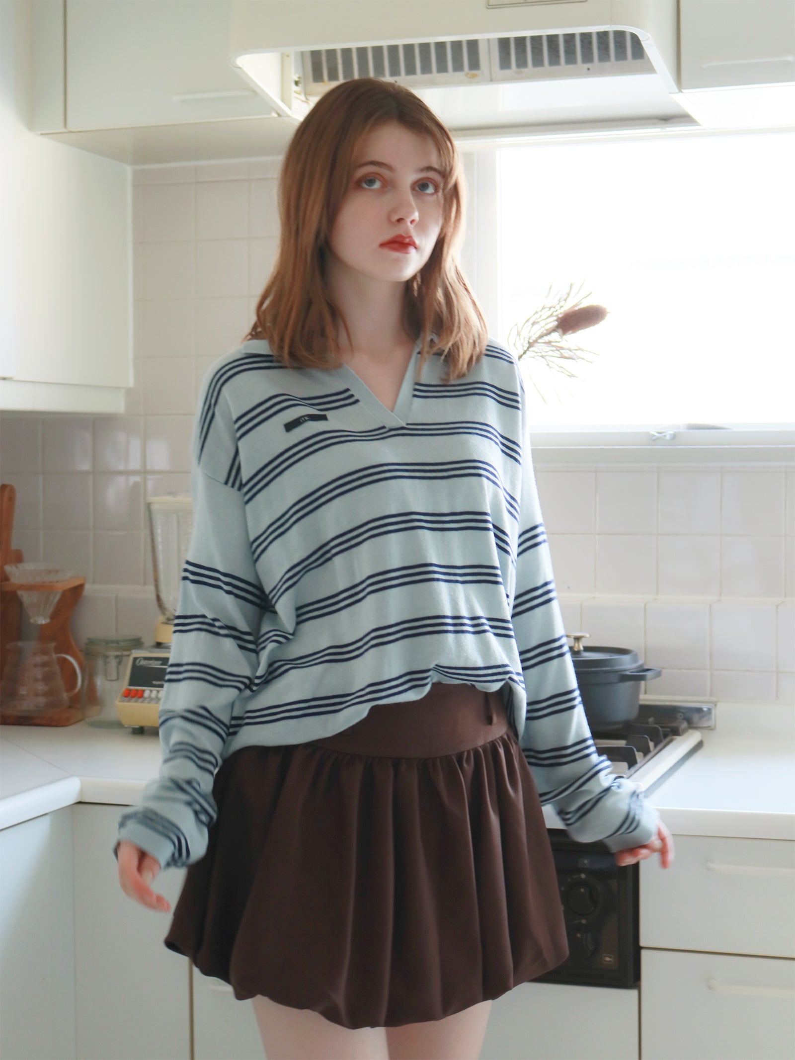 【mic】ボーダーポロニット