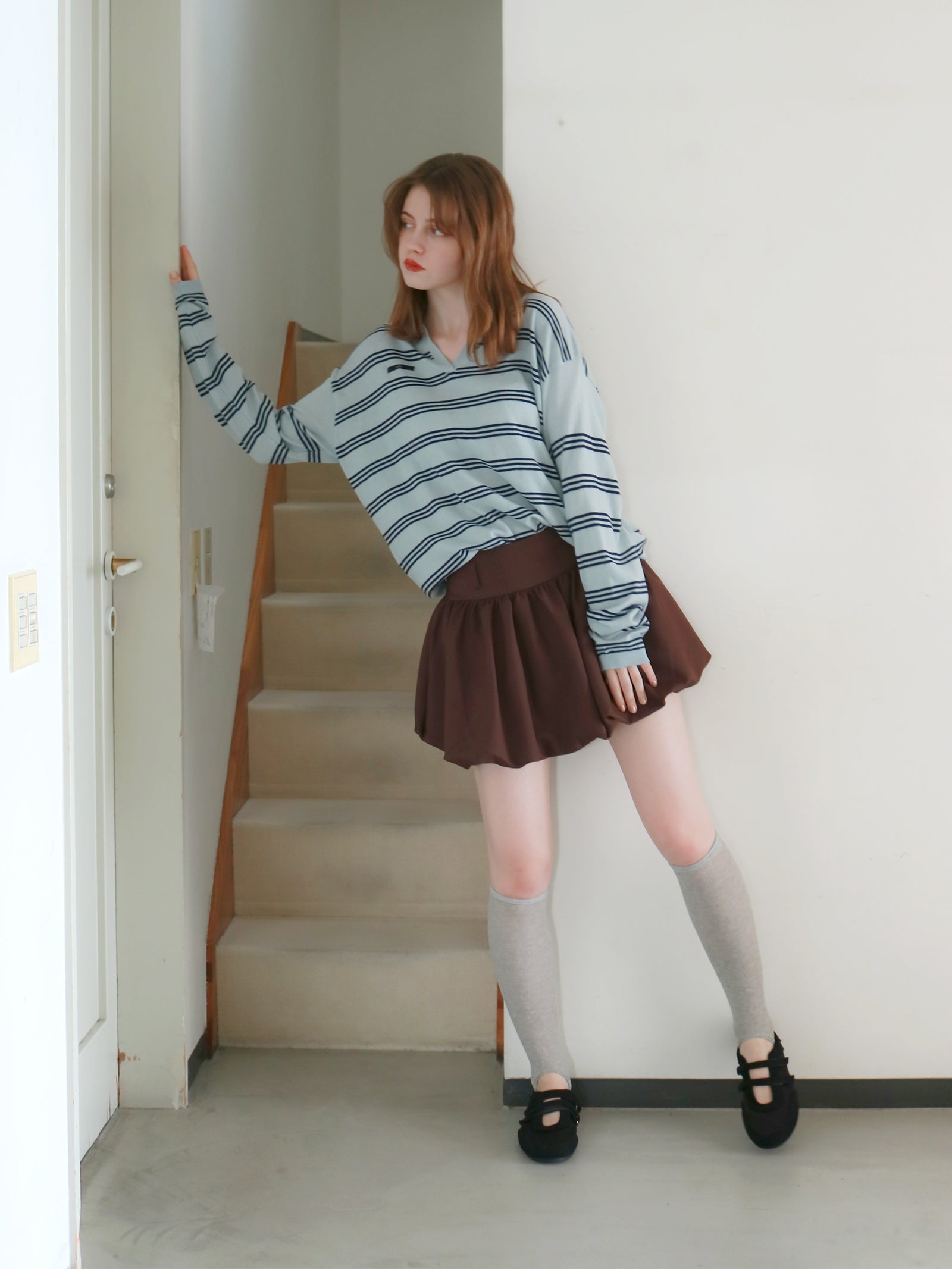 【mic】ボーダーポロニット