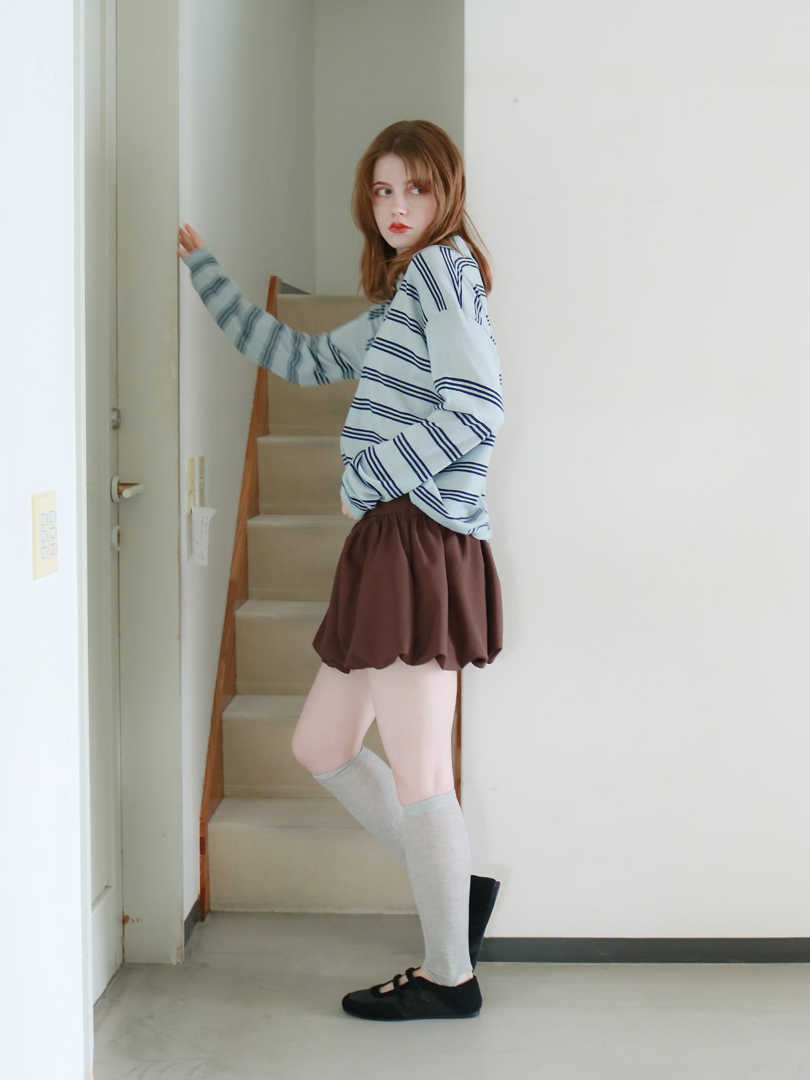 【mic】ボーダーポロニット