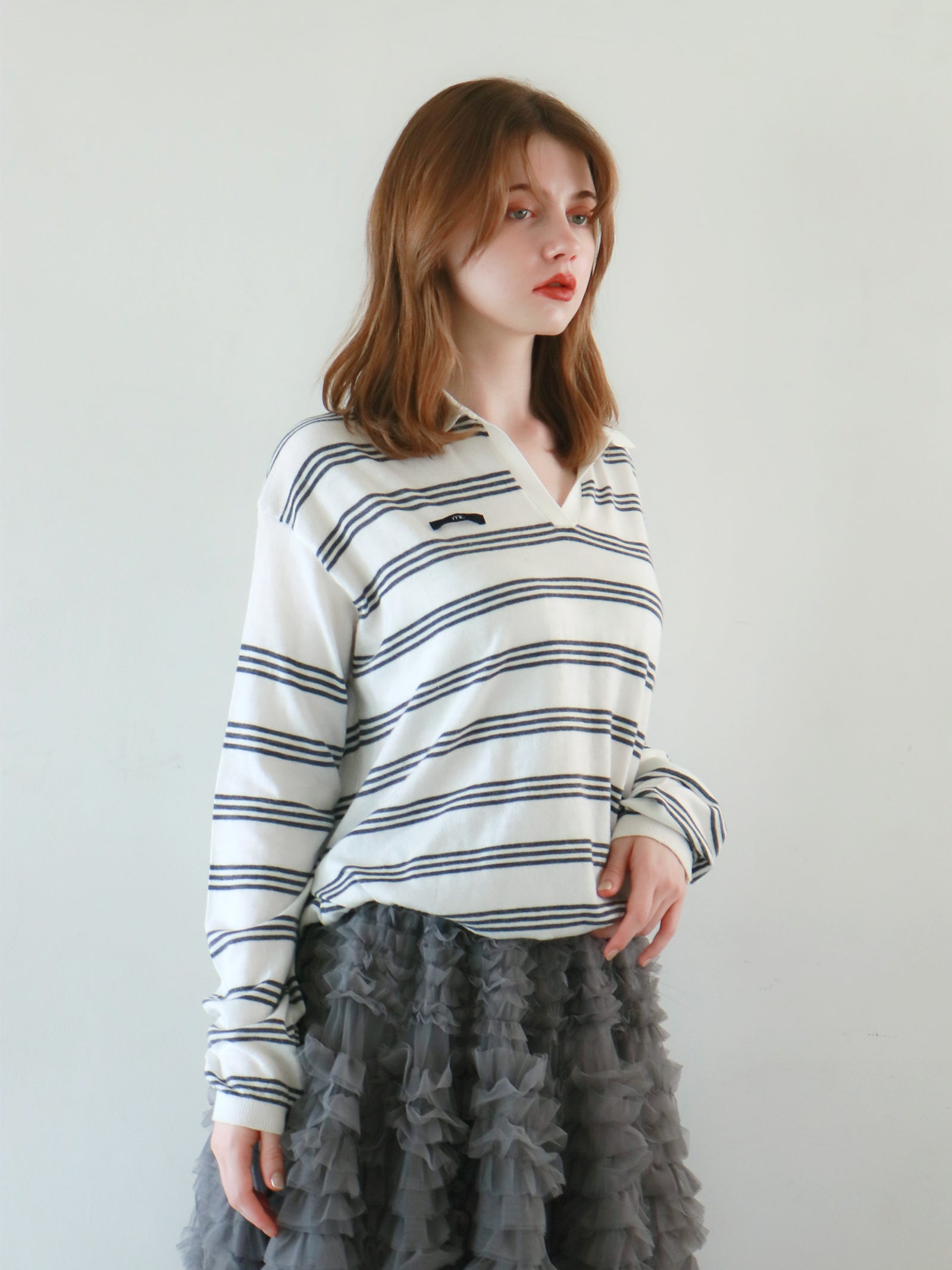 【mic】ボーダーポロニット