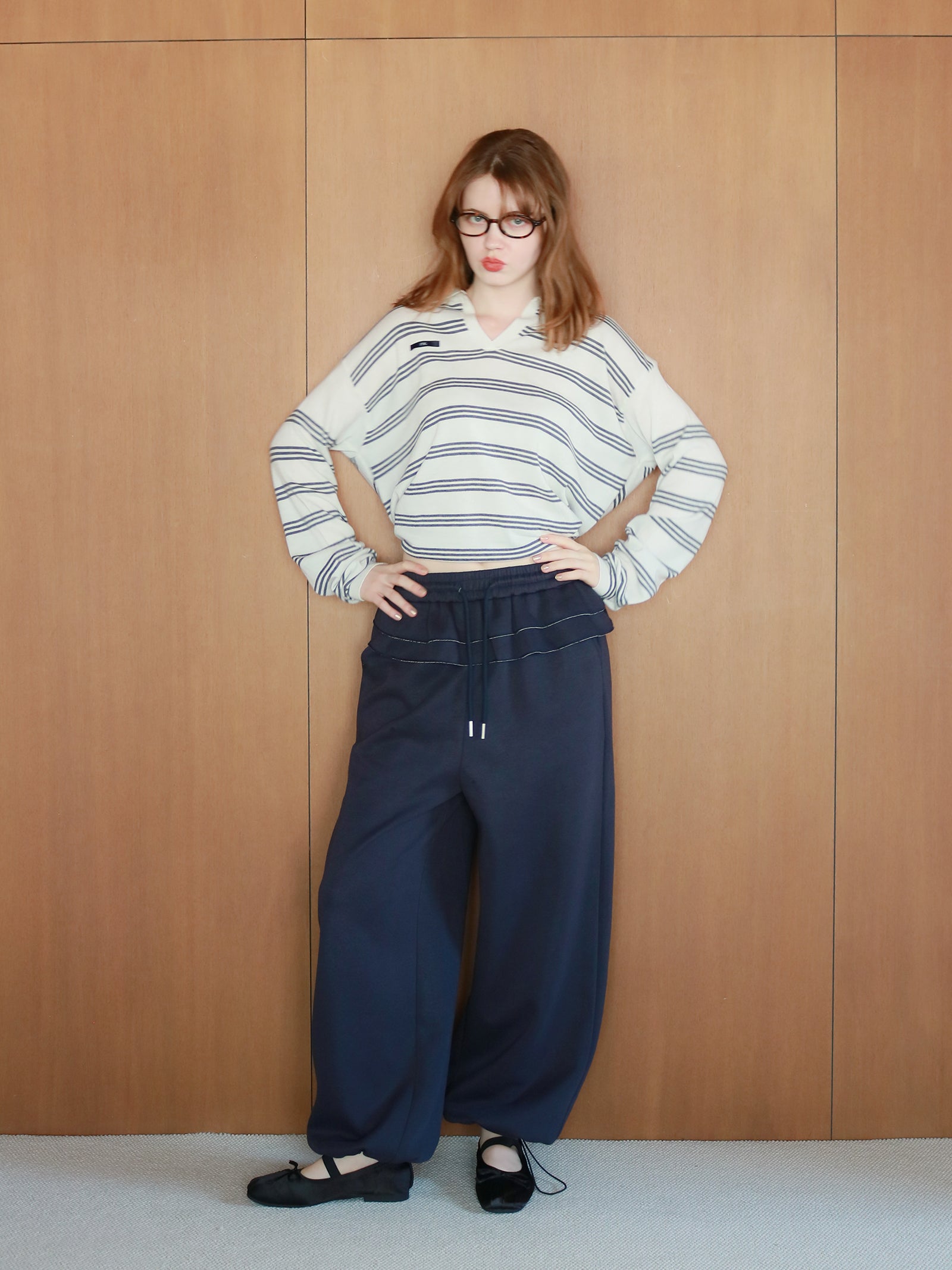 【mic】ボーダーポロニット