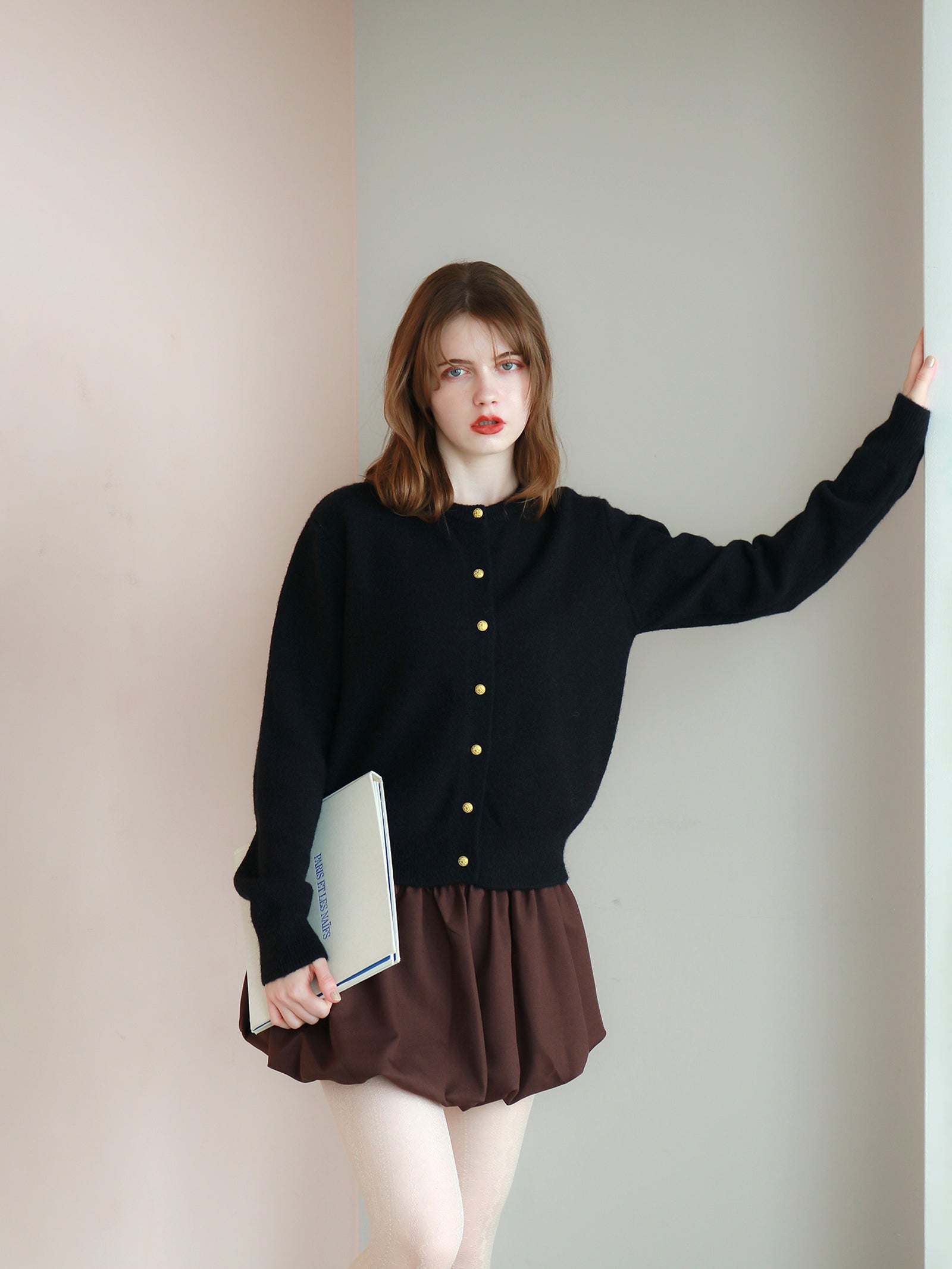 シャギーショートVネックニット