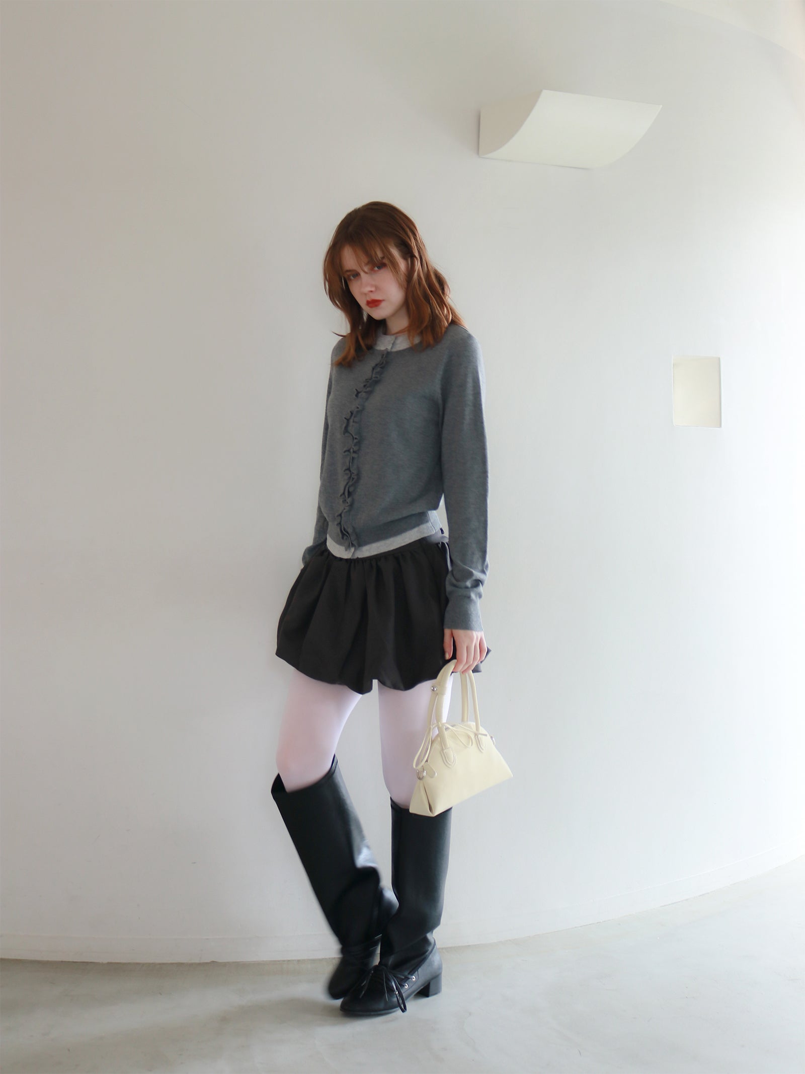 mic】フリルレイヤードカーディガン