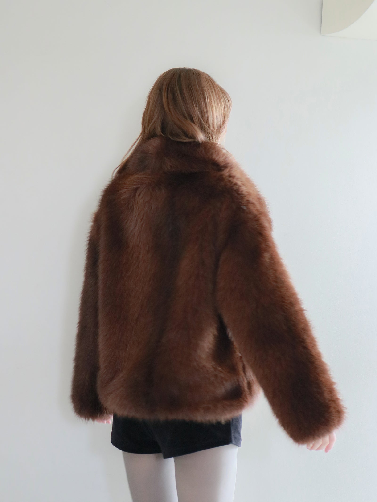 ⭐️美品です⭐️ブラウンファー ジャケット 襟付き mic】ビッグカラーファージャケット