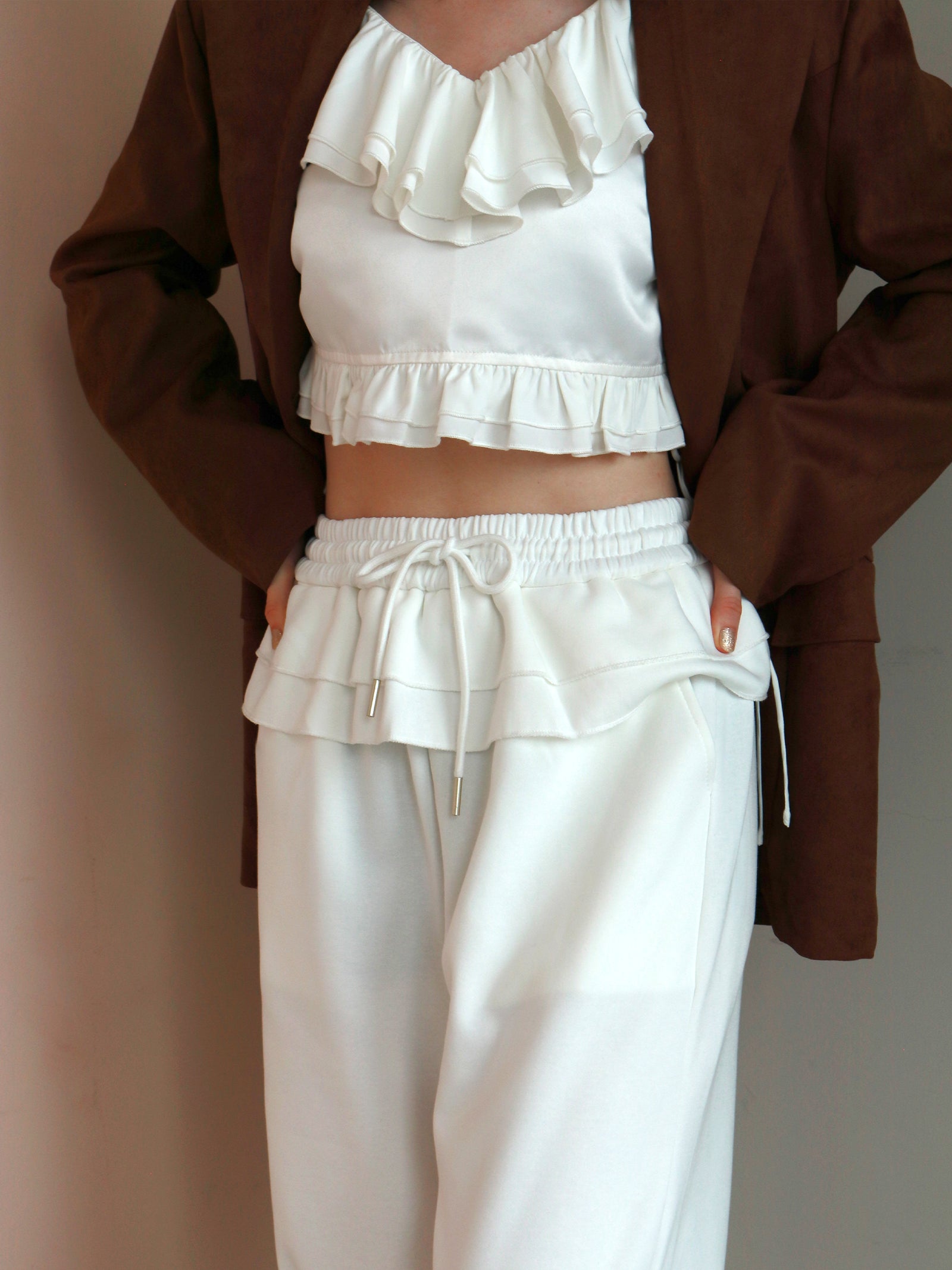 【mic】フリルドッキングスウェットパンツ