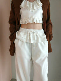 【mic】フリルドッキングスウェットパンツ