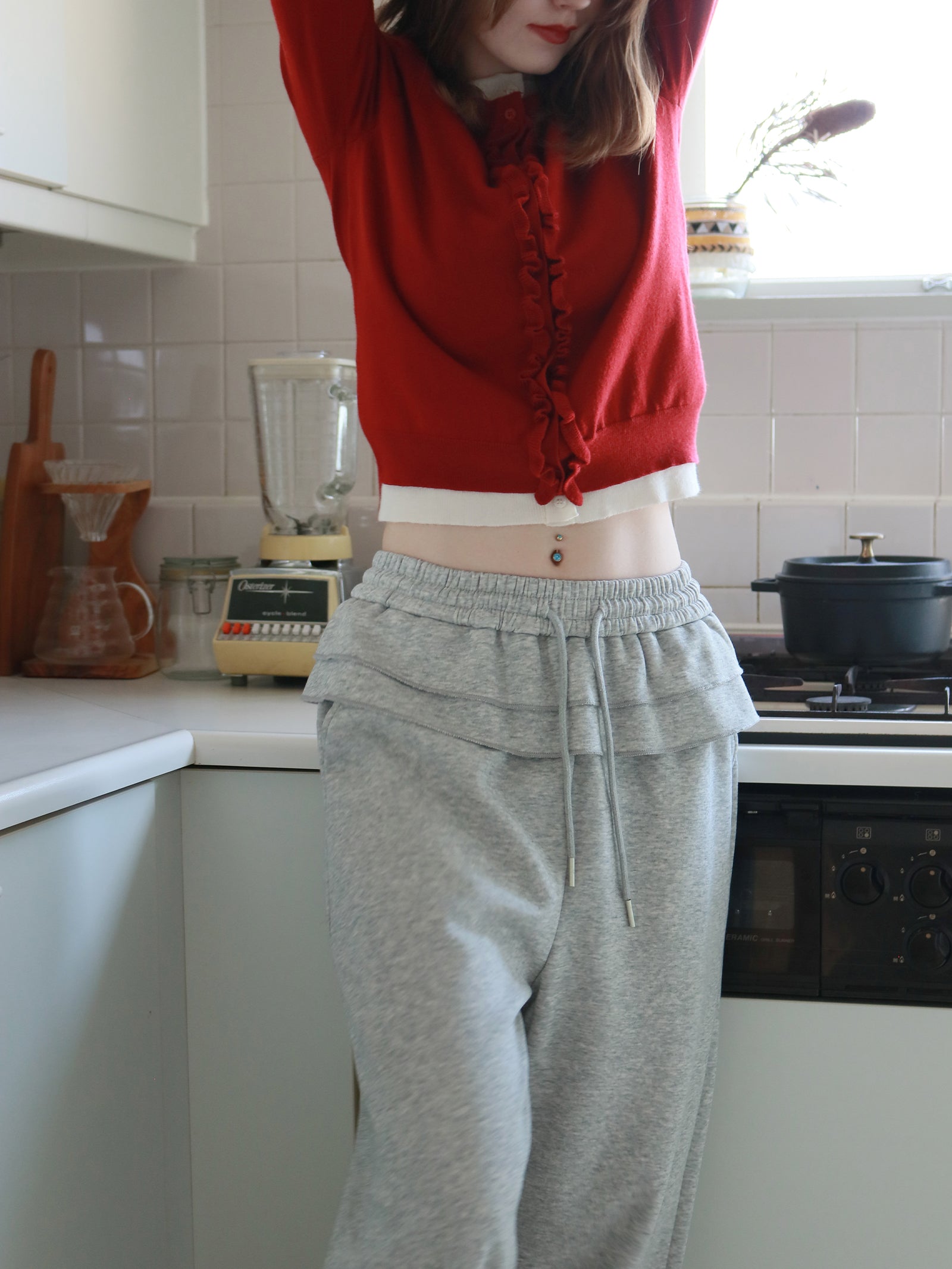 【mic】フリルドッキングスウェットパンツ