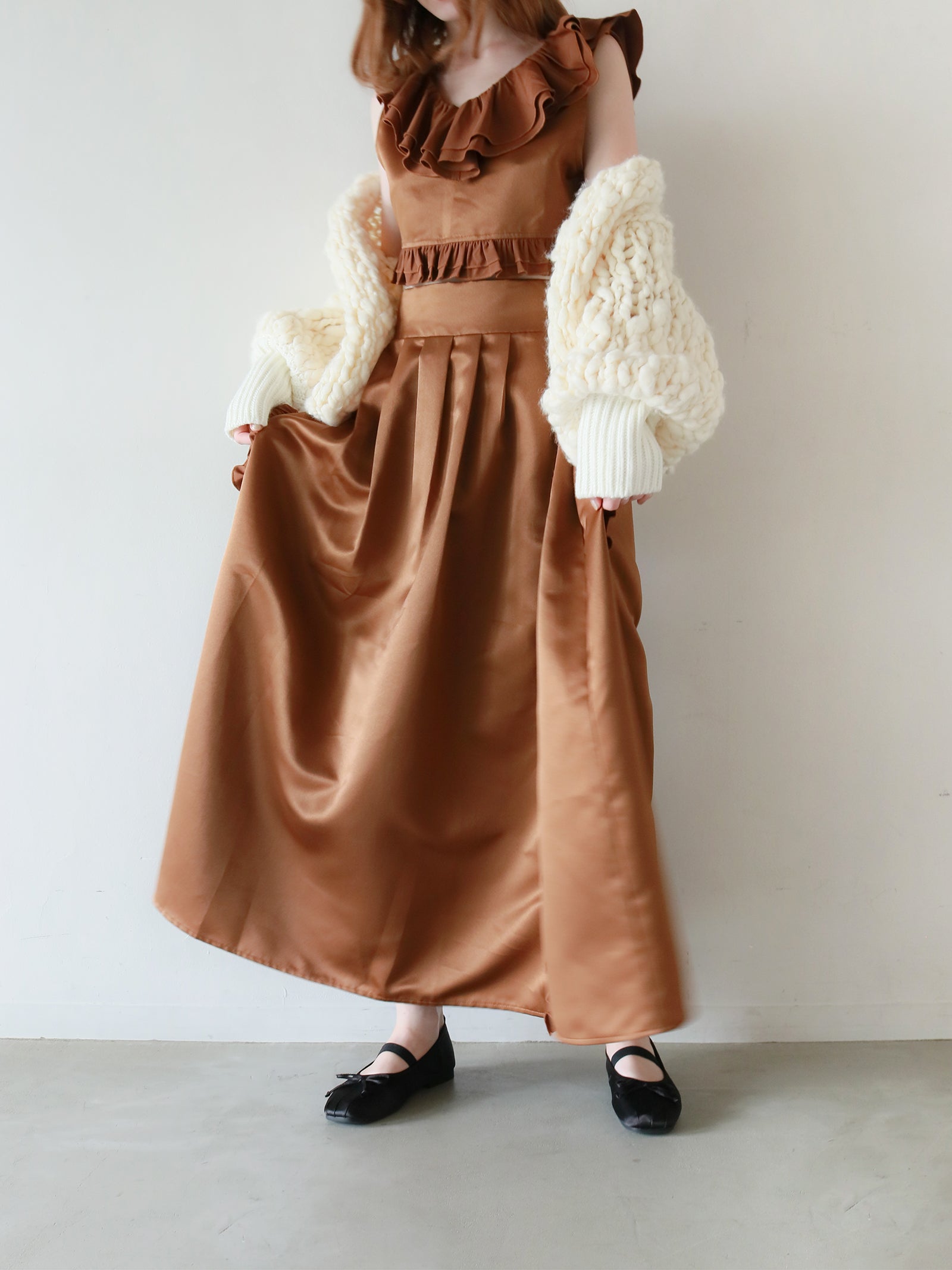 mic】サテンタックスカート[セットアップ可能]