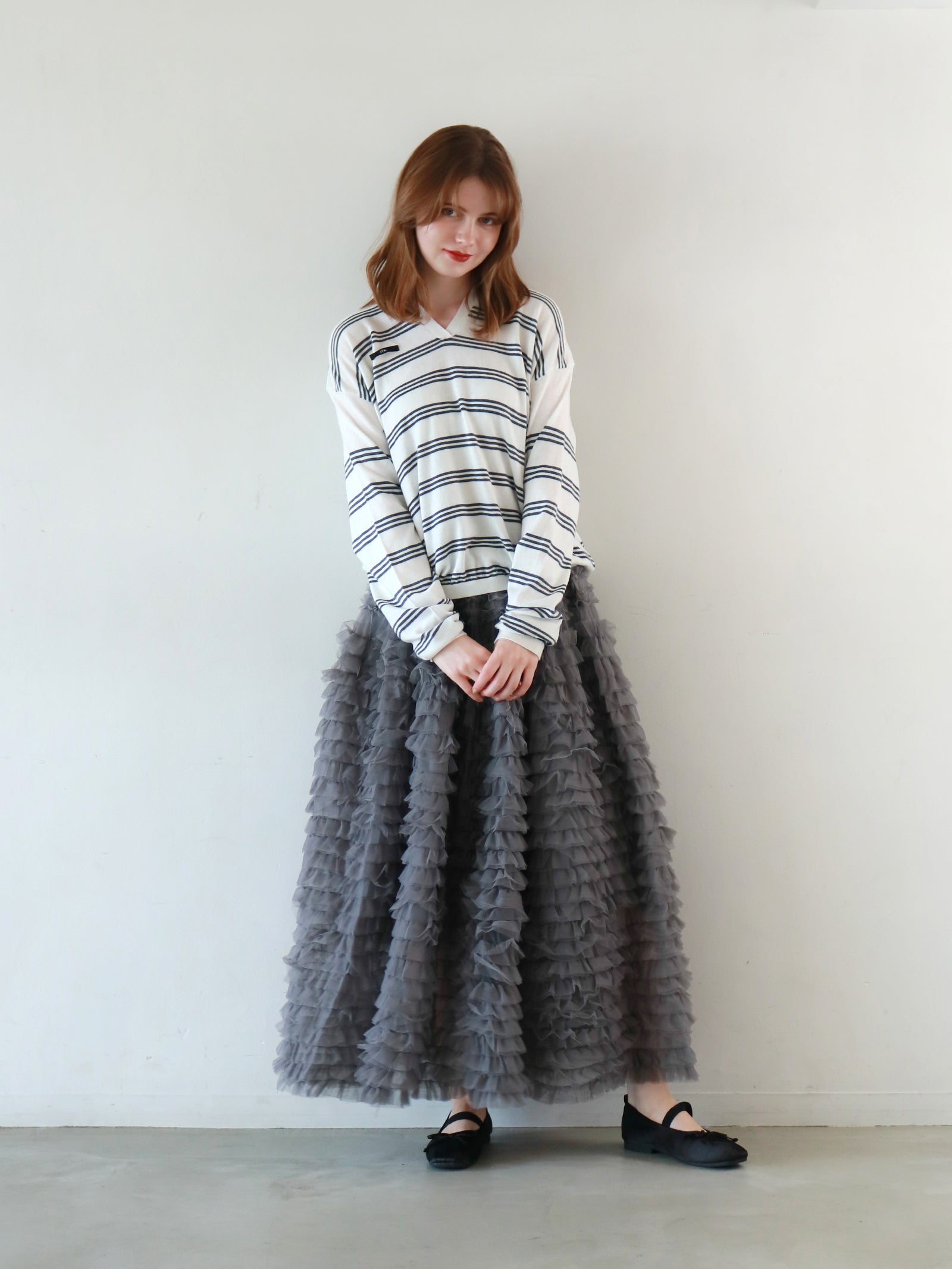 アンミヌ　チュールティアードスカート　ブラック ティアードチュールスカート ブラック - Retro, Indie and