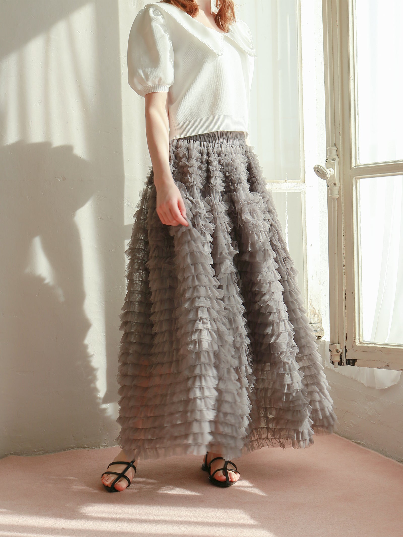 シャギーショートVネックニット