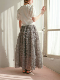 【一部予約】【mic】ティアードチュールスカート【発送予定日 3月中旬~3月下旬】