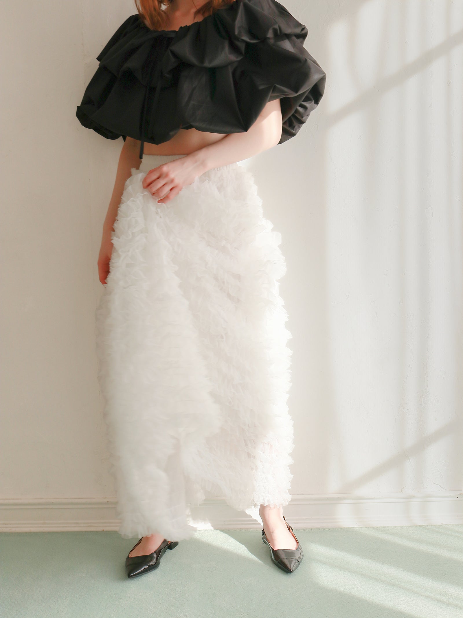 【一部予約】【mic】ティアードチュールスカート【発送予定日 3月中旬~3月下旬】