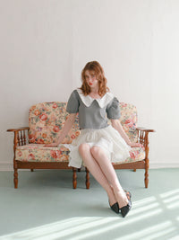 【予約】【mic】レースカラーパフトップス【発送予定日 3月中旬~3月下旬】