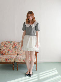 【予約】【mic】レースカラーパフトップス【発送予定日 3月中旬~3月下旬】