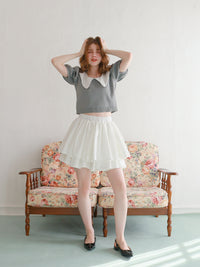 【予約】【mic】レースカラーパフトップス【発送予定日 3月中旬~3月下旬】