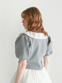 【予約】【mic】レースカラーパフトップス【発送予定日 3月中旬~3月下旬】