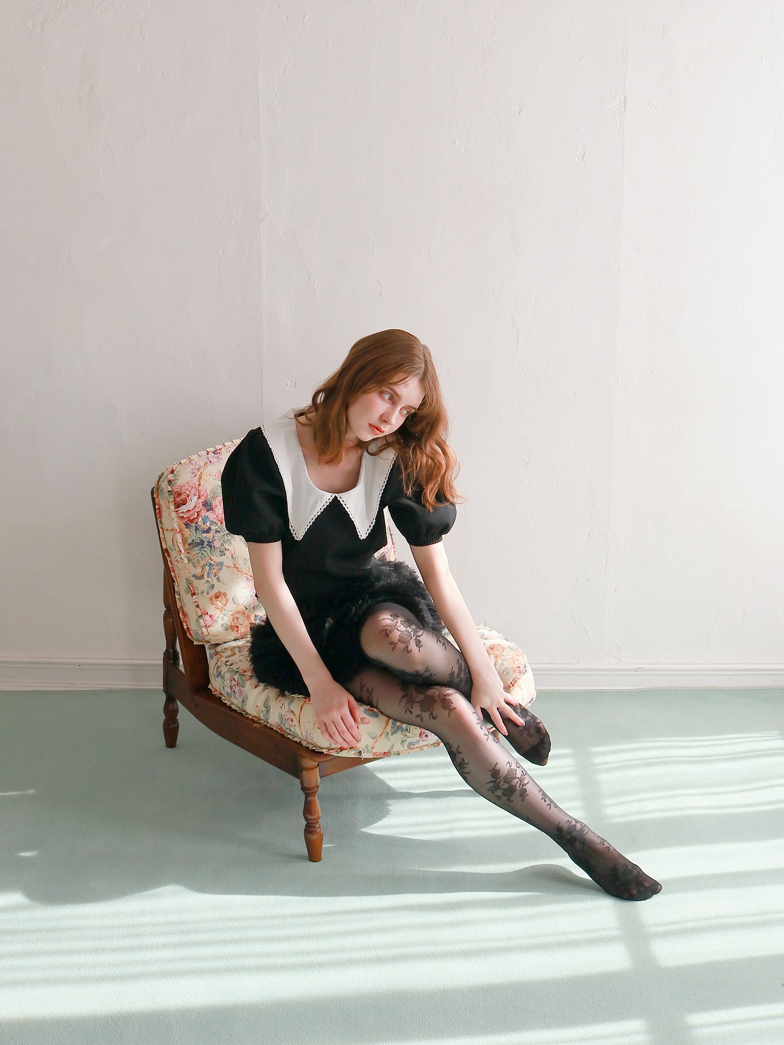 【予約】【mic】レースカラーパフトップス【発送予定日 3月中旬~3月下旬】