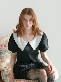 【予約】【mic】レースカラーパフトップス【発送予定日 3月中旬~3月下旬】