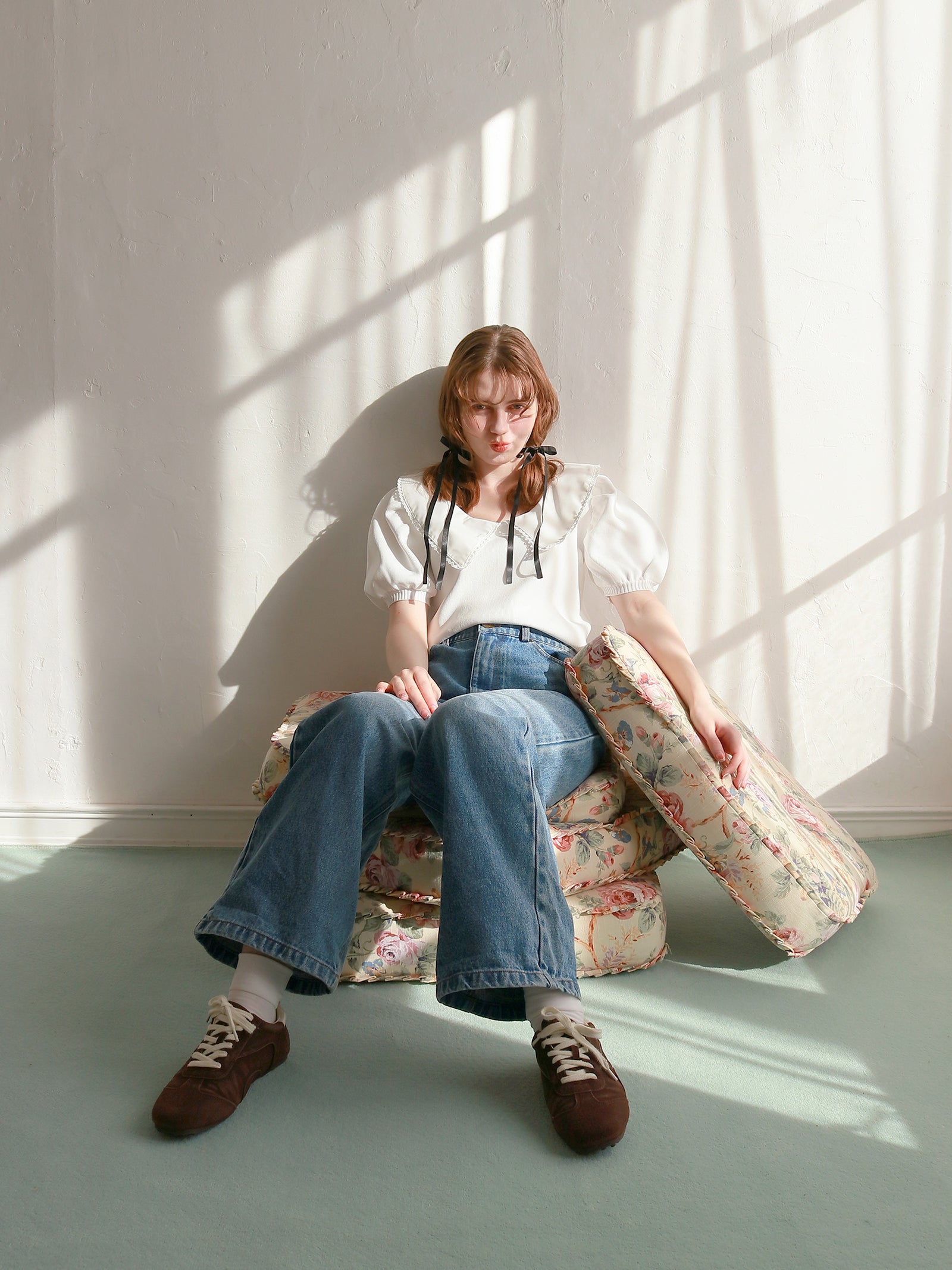 【予約】【mic】レースカラーパフトップス【発送予定日 3月中旬~3月下旬】