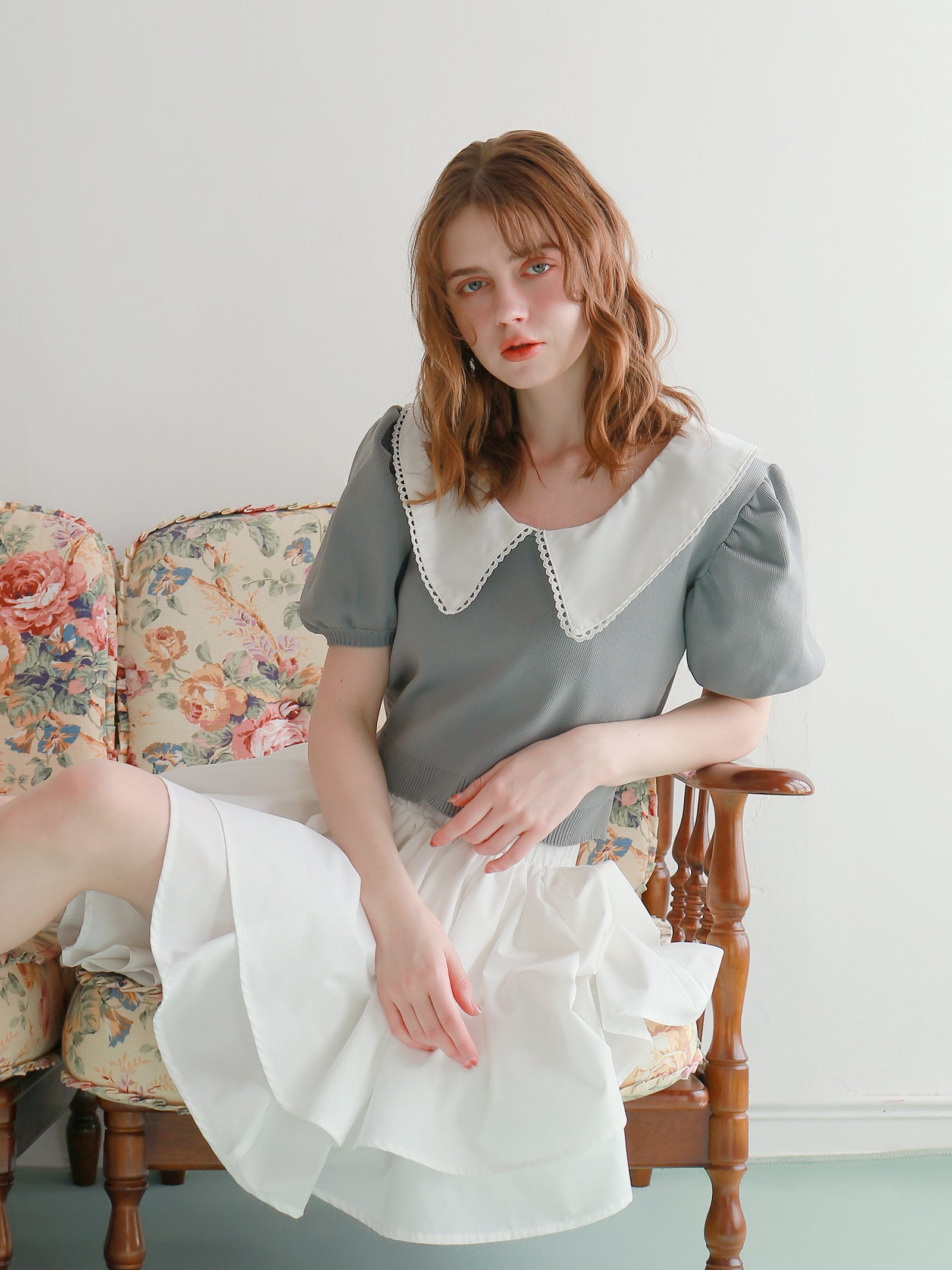 シャギーショートVネックニット