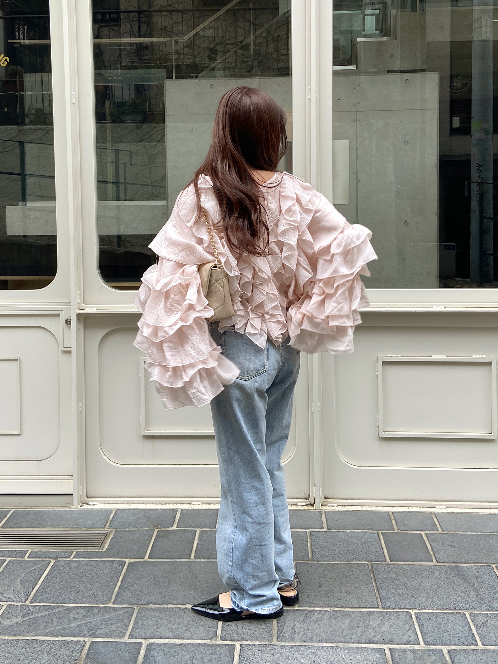 【一部予約】【mic】ラッフルシアーブラウス【発送予定日 5月上旬~5月中旬】